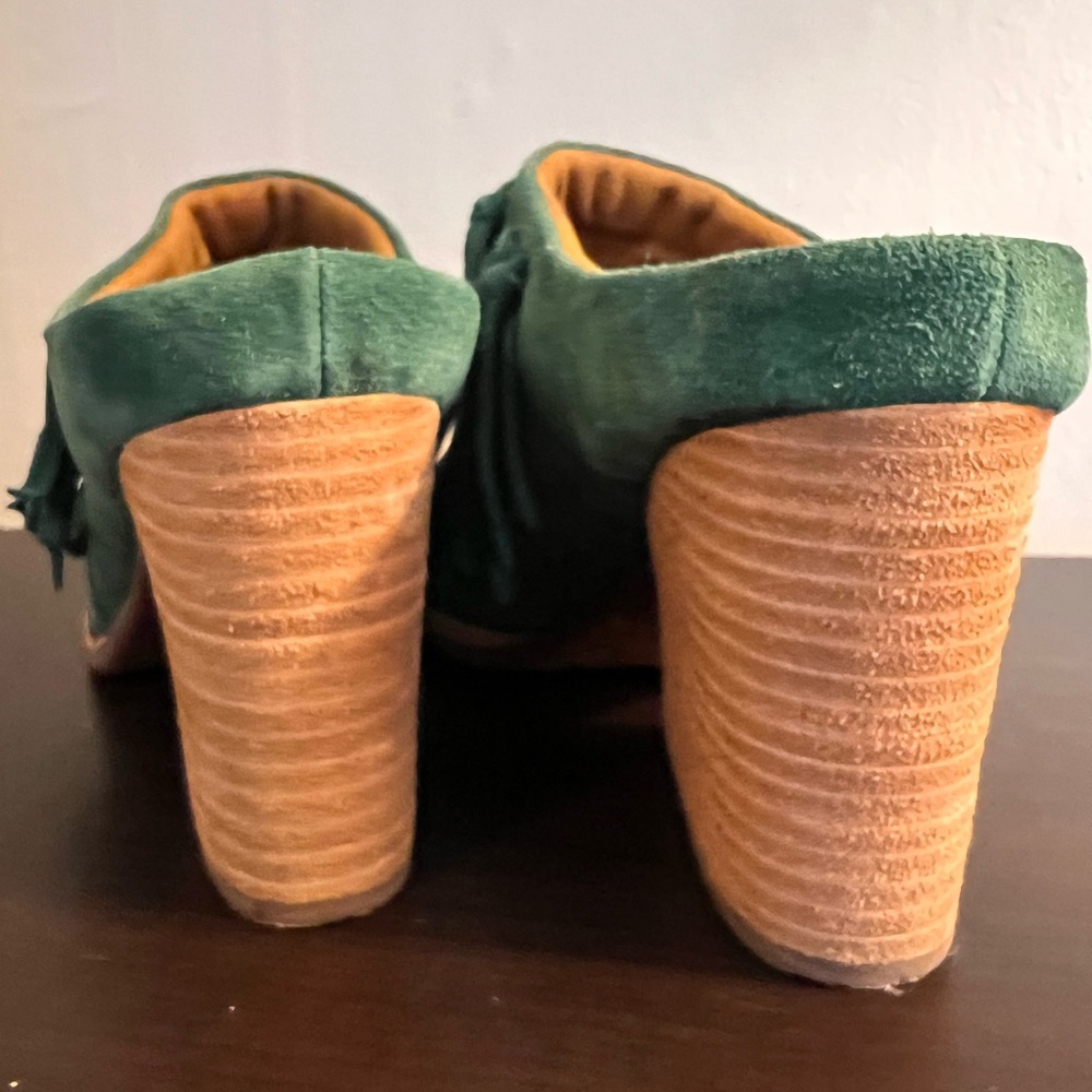Kork-Ease Charley Green Suede Mules with Tassels - Picture 5 of 8